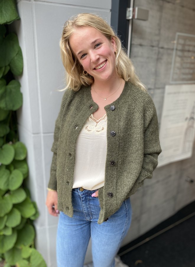 SF lulu short cardigan olive