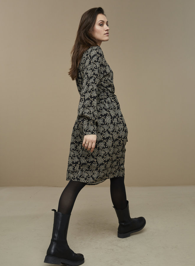 By Bar duke dress black print