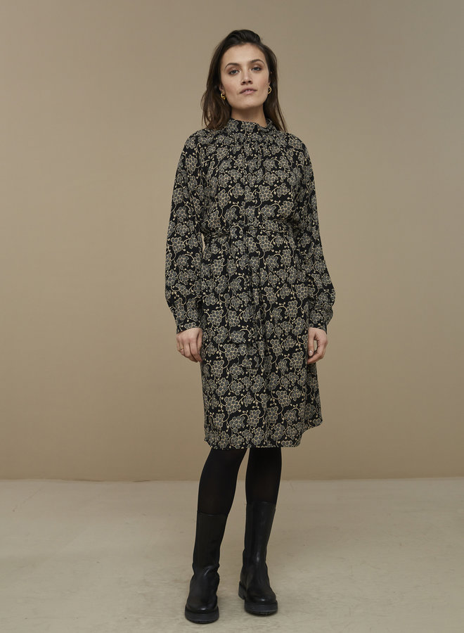 By Bar duke dress black print