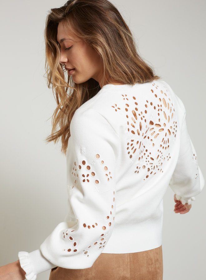 Yaya embroidery sweater white