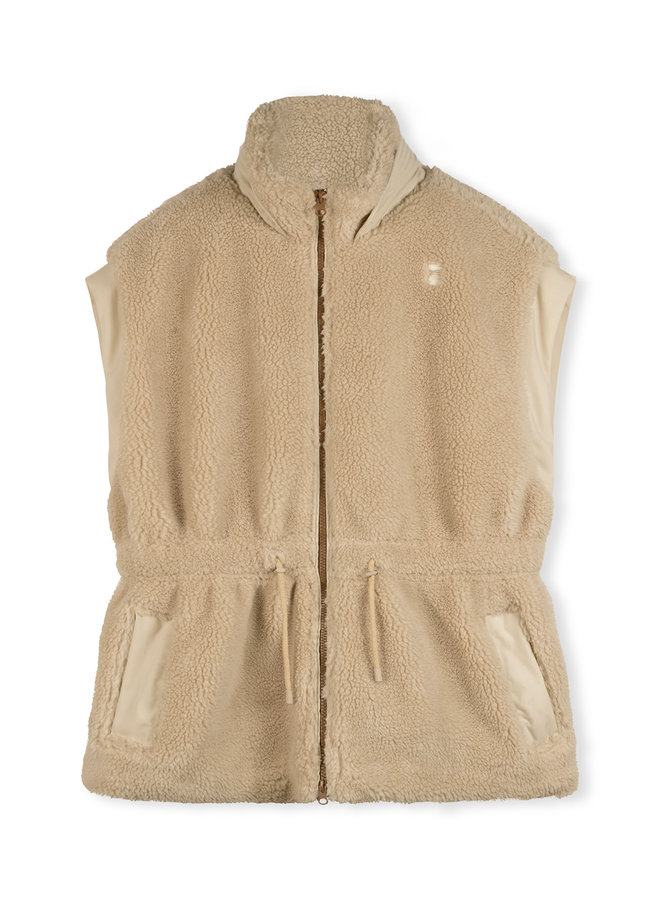 10DAYS waisted teddy vest light sand