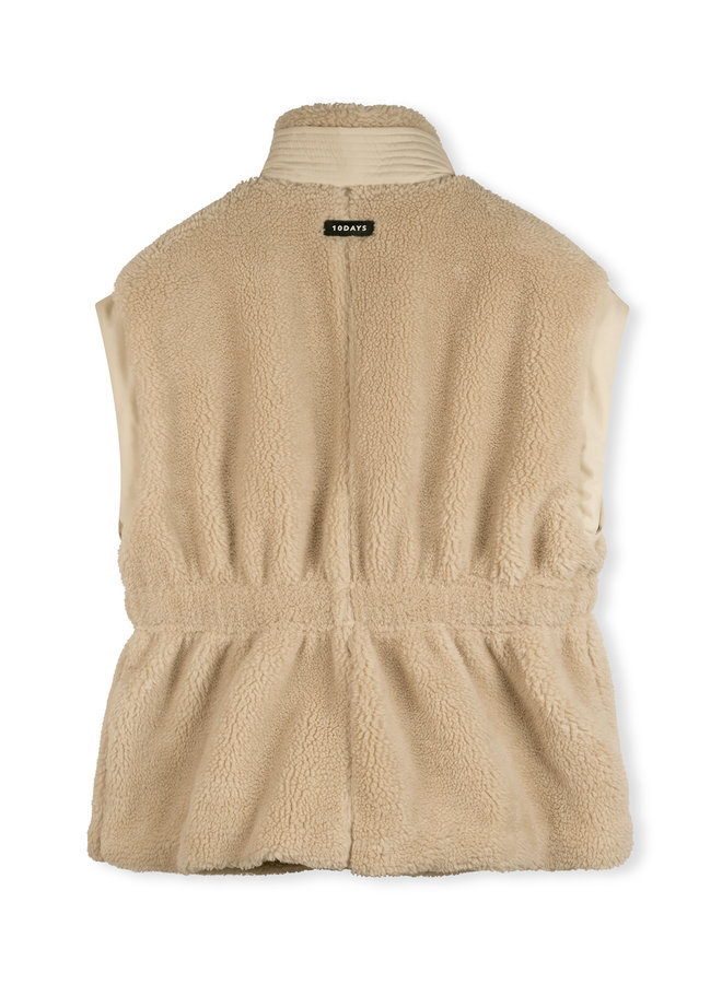 10DAYS waisted teddy vest light sand