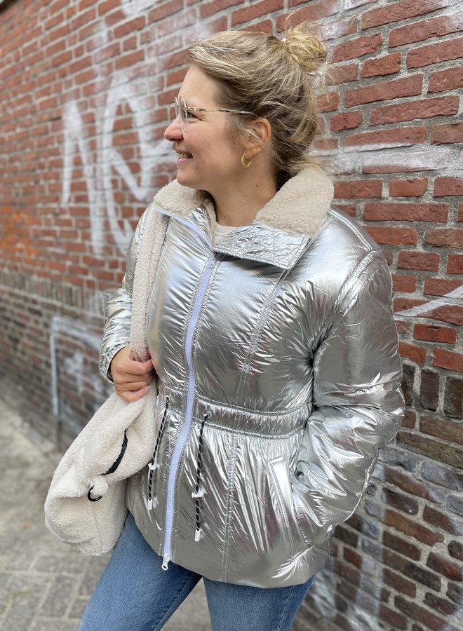 10DAYS metallic puffer jacket silver