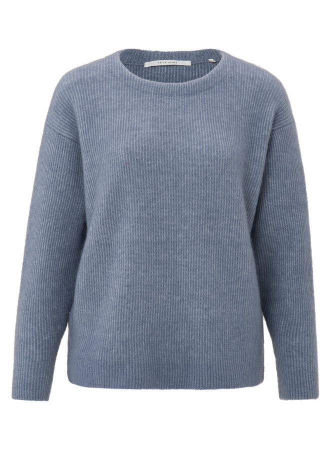 Yaya crewneck sweater rib blue