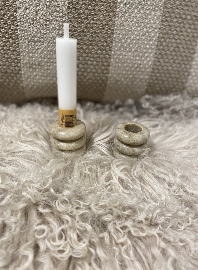 Bloomingville madisson  marble candlestick brown