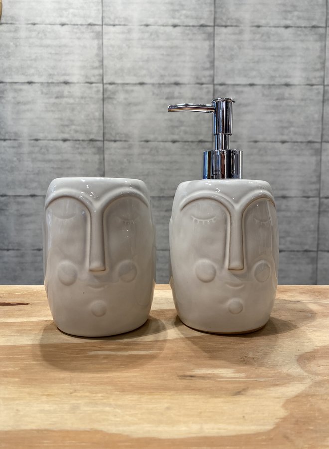 Bloomingville niga soap dispenser set porcelain