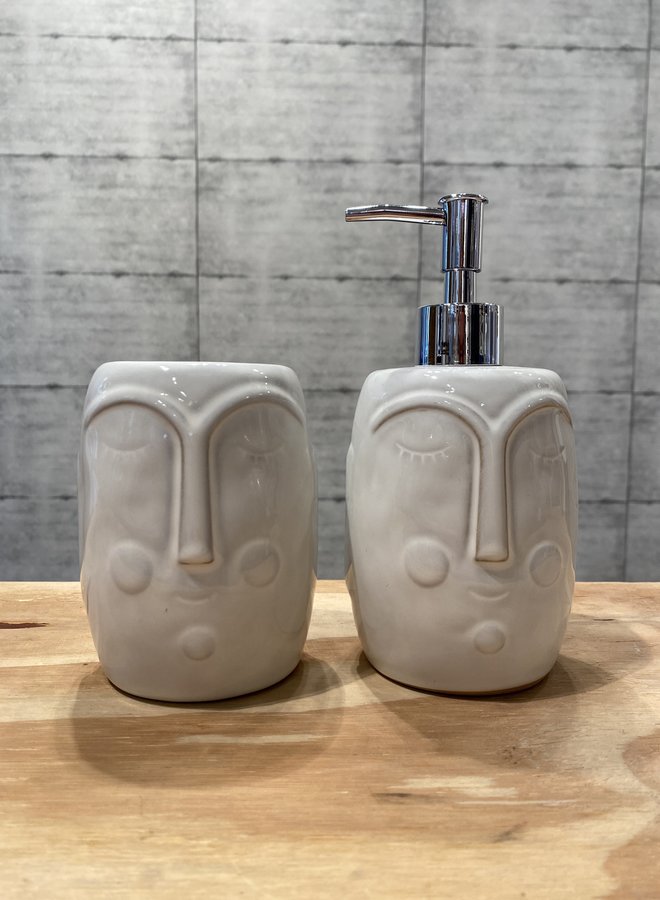 Bloomingville niga soap dispenser set porcelain