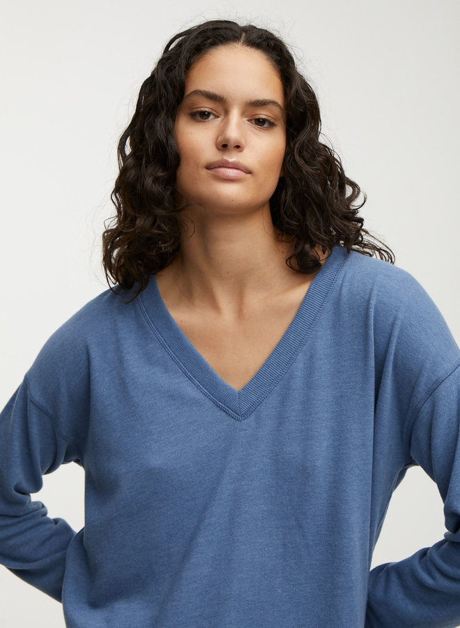 Denham oska v-neck sweater blue