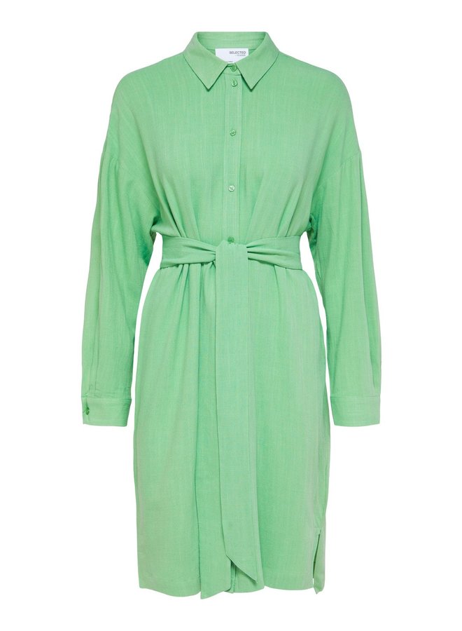 SF viva tonia long linen shirt dress green