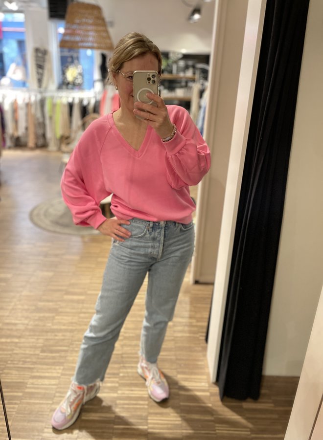 Moss raglan v-neck sweatshirt pink