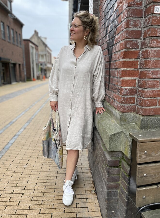 BY BAR sarah linen dress chalk