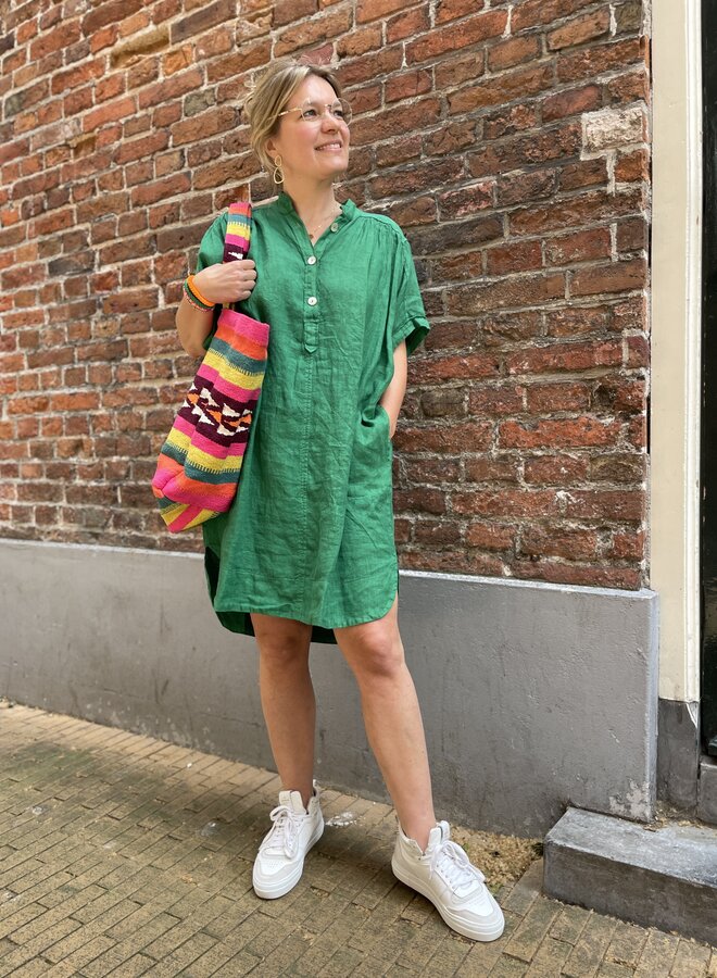 BY BAR amber linen dress green