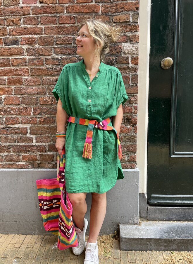 BY BAR amber linen dress green