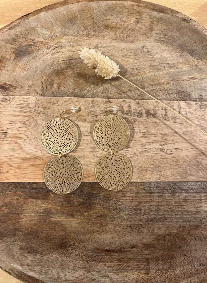 Ellen beekmans lange oorbellen mat goud (7cm)