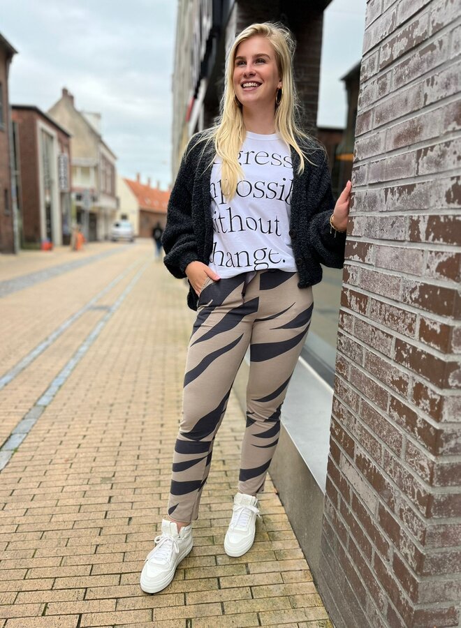 10Days cropped jogger zebra taupe