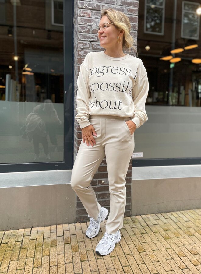 10Days leatherlook cropped jogger light safari