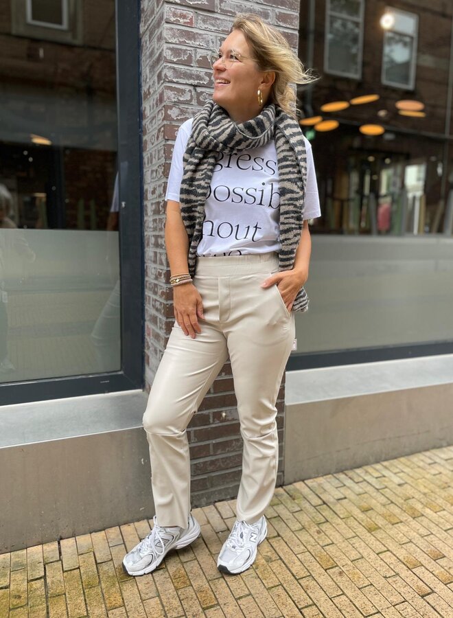 10Days leatherlook cropped jogger light safari