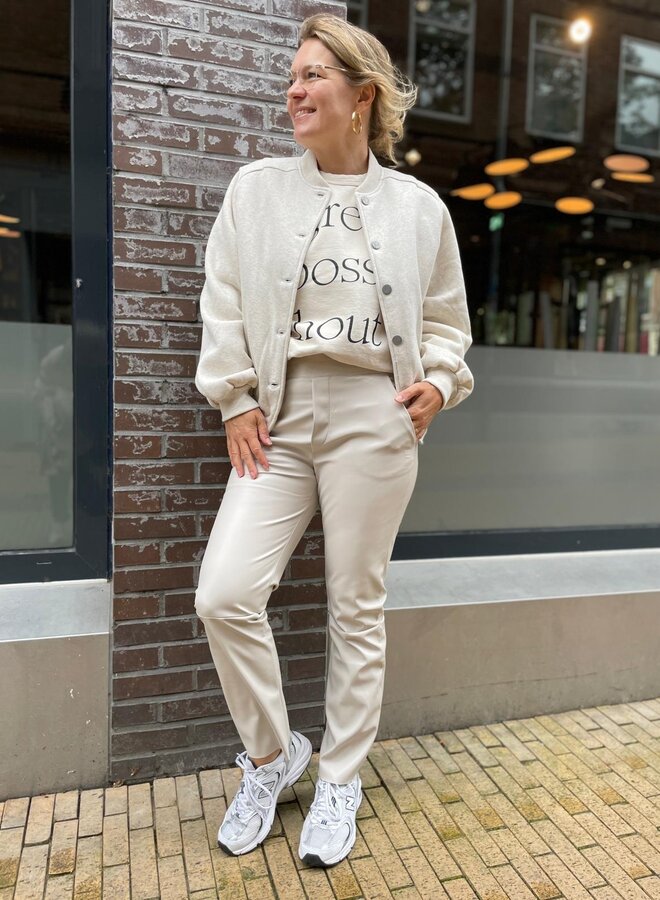 10Days leatherlook cropped jogger light safari
