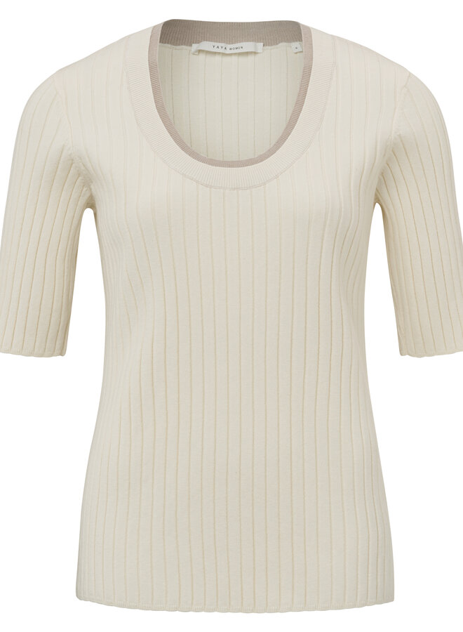 Yaya fitted half sleeves sweater off white