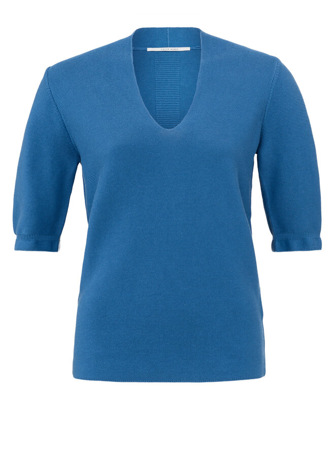 Yaya v-neck ss sweater cobalt blue