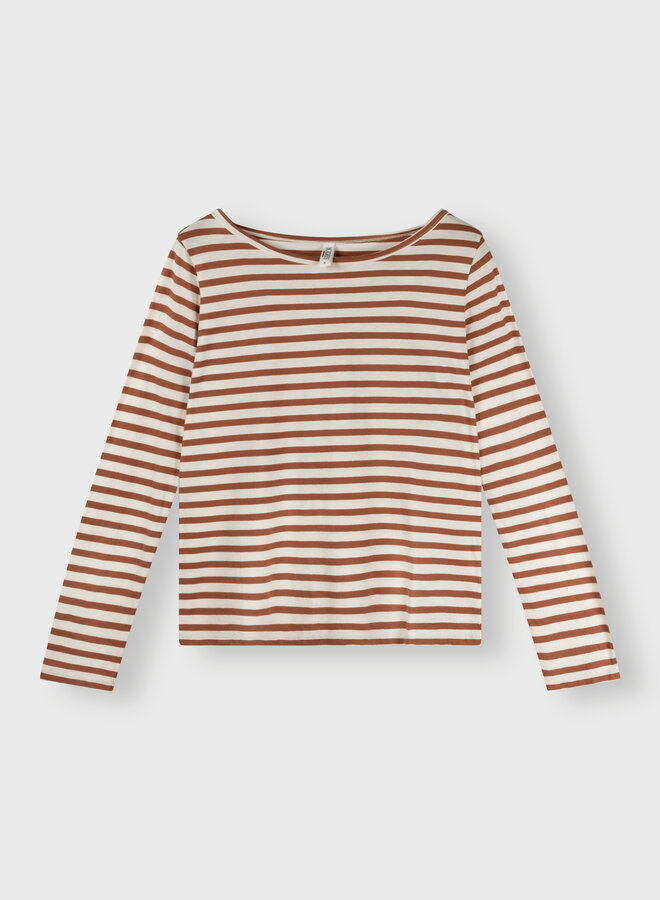 10days ls tee stripe ecru/brown