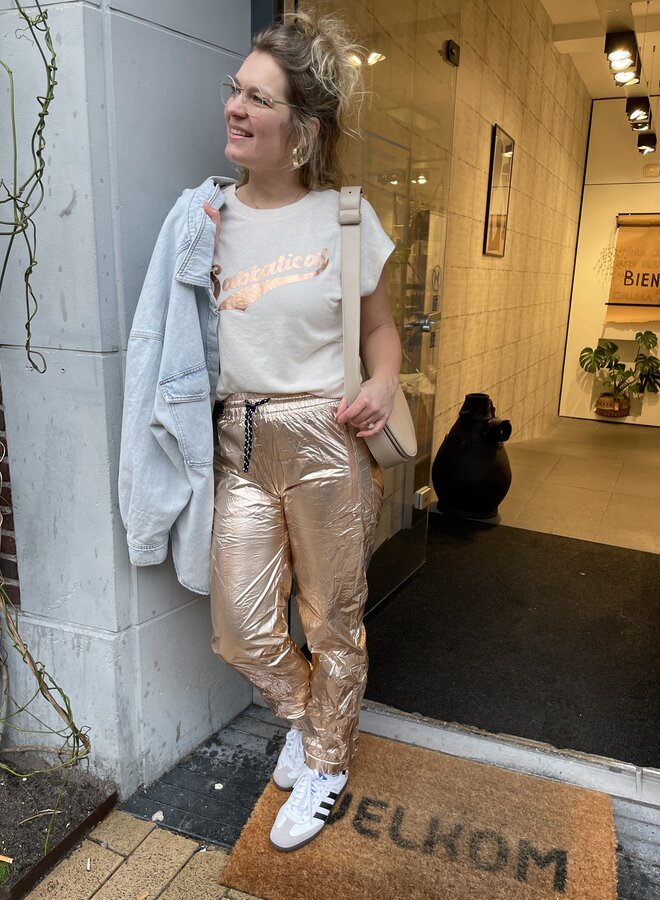 10DAYS metallic pants rose gold