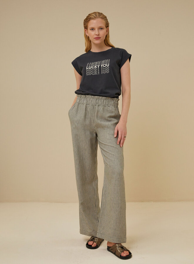 By Bar robyn linen stripe pant black