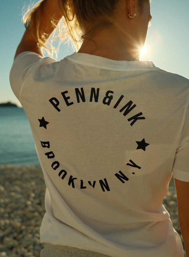 Penn&Ink S24F1429 t-shirt print white/navy