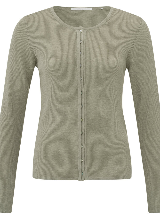 Yaya rib cardigan ls grey