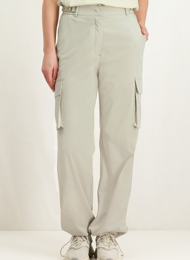 Yaya wide leg trousers w pockets grey