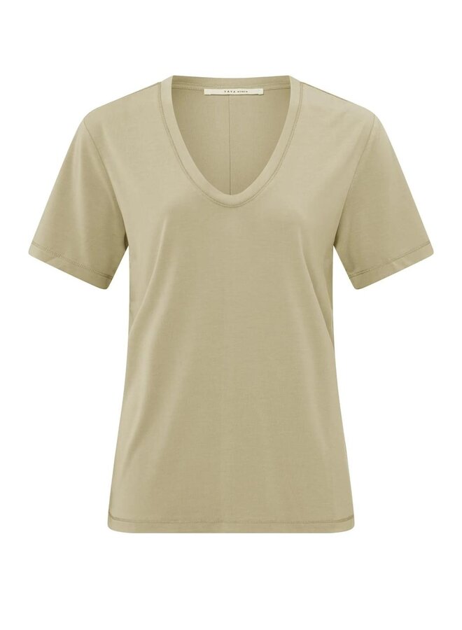 Yaya tshirt w v-neck green