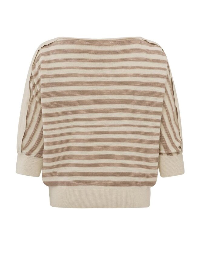 Yaya sweater boatneck and stripes brown