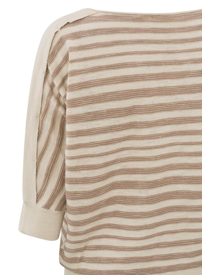 Yaya sweater boatneck and stripes brown