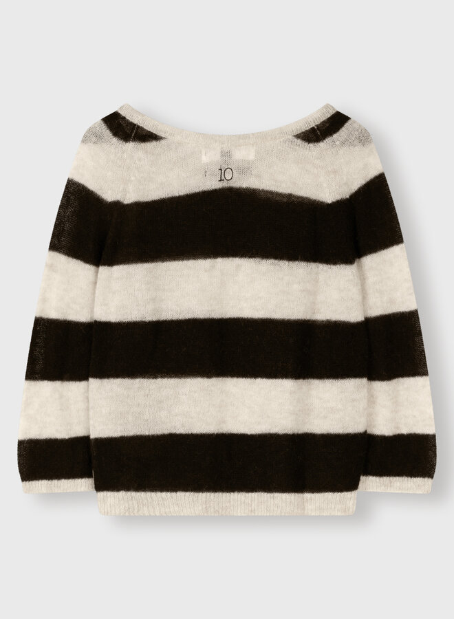 10days sweater thin knit stripes safari/bla