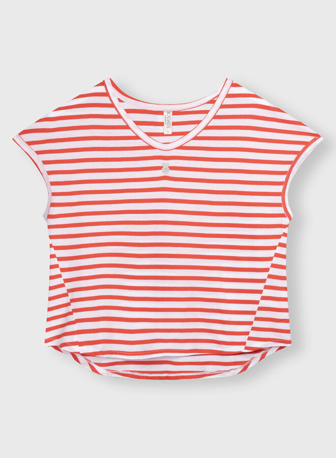 10DAYS tee stripe white/red