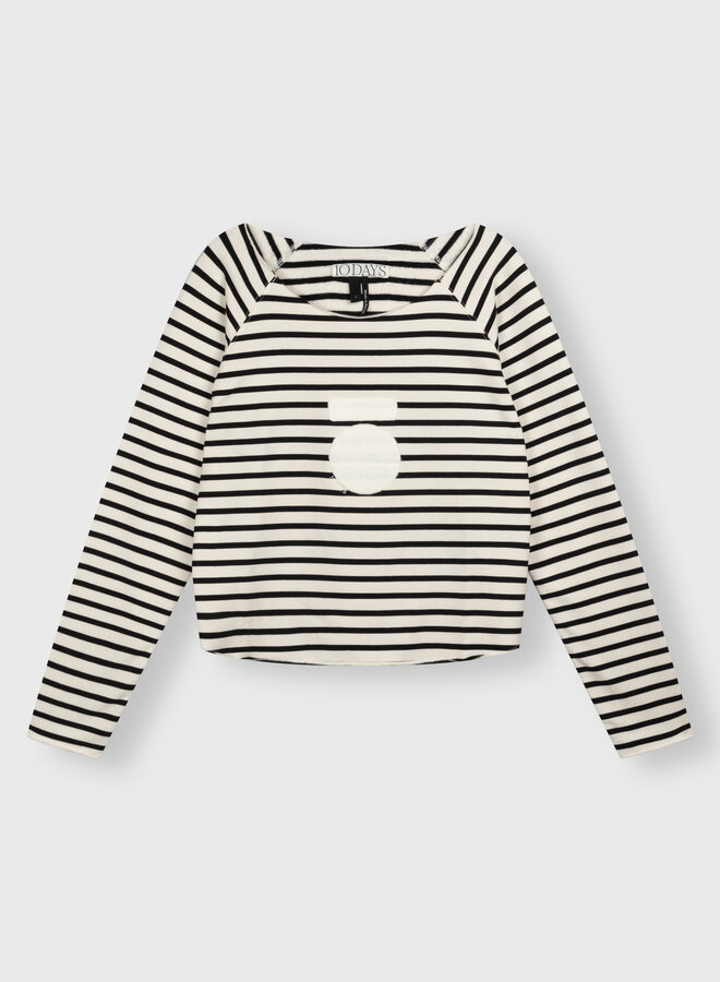 10days icon sweater stripes ecru/black