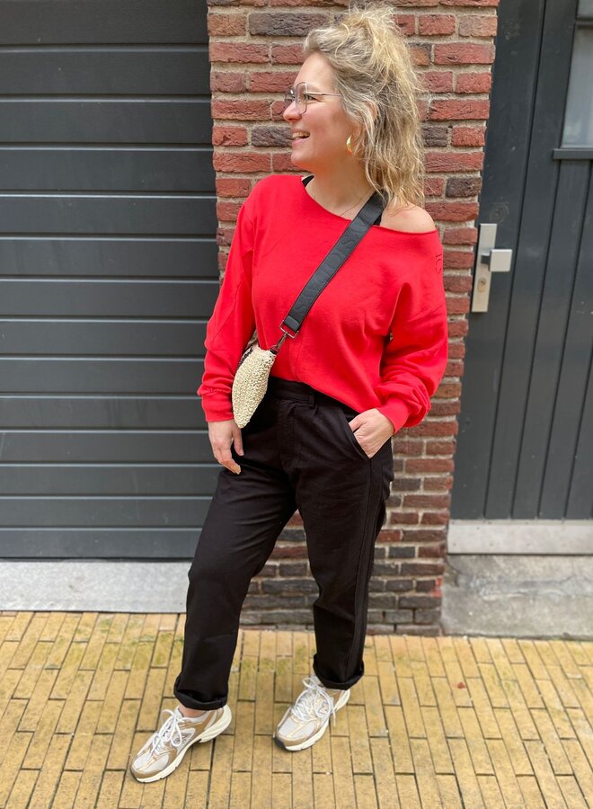 10days cropped boatneck sweater red