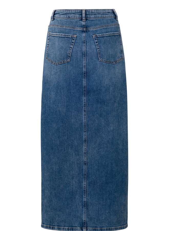 Yaya denim maxi skirt w split blue