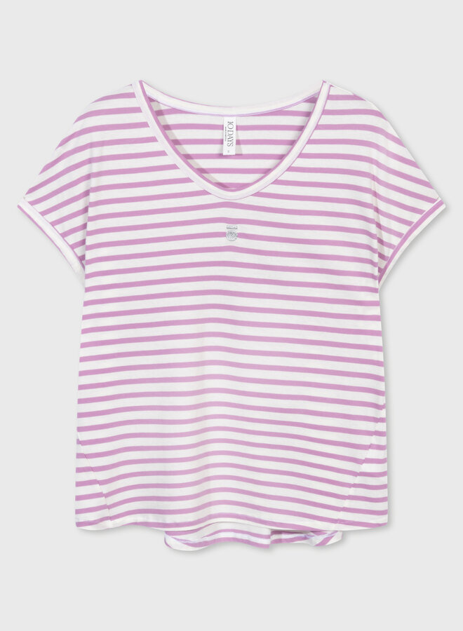 10DAYS tee stripe ecru/violet