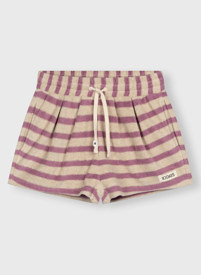 10days toweling shorts stripes dust/violet