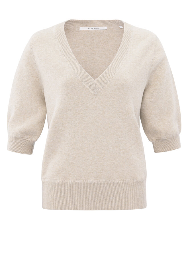 Yaya v-neck sweater beige melange