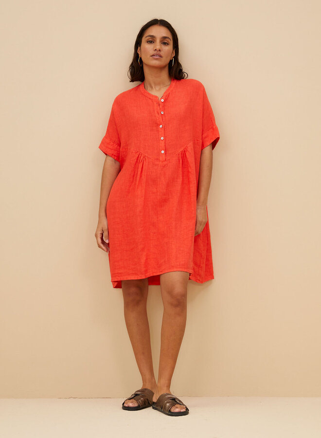 BY BAR tais linen dress red