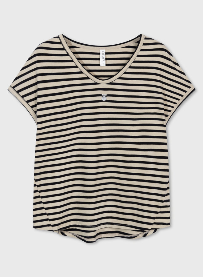 10DAYS tee stripe safari/black