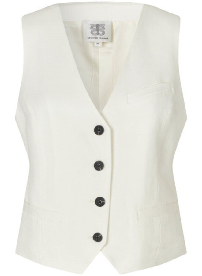 Second F. lino waistcoat white