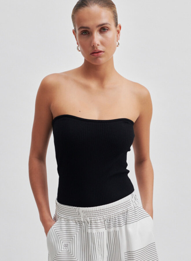 Second F.  S24F como knit strapless top black