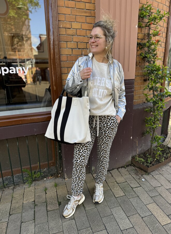 10DAYS cropped jogger leopard grey