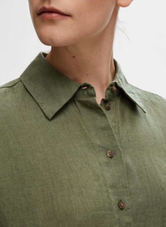 SF linnie linen shirt dress olivine
