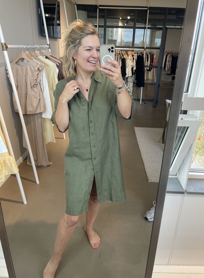 SF linnie linen shirt dress olivine