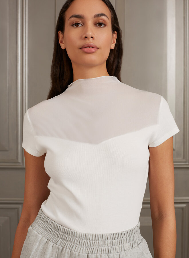 Yaya cap sleeve top w transparent white