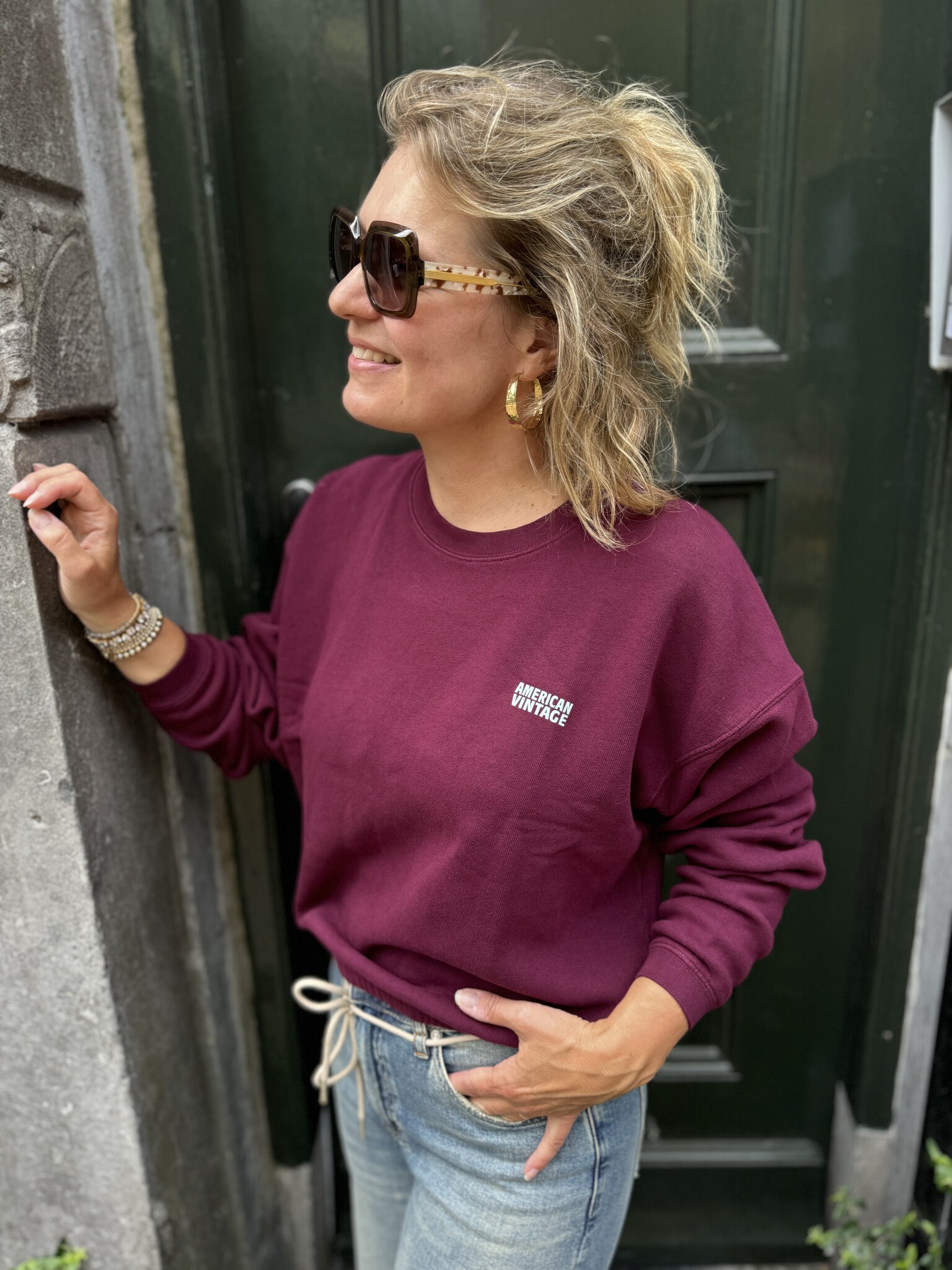 American Vintage American izu03 sweater bordeaux